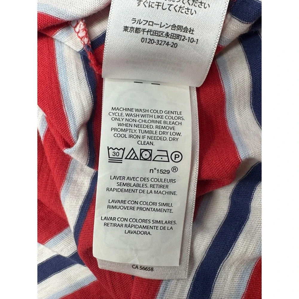 NEW Polo Ralph Lauren Short Sleeve Tee T-Shirt Med Classic Fit Red Stripe $75 Y5